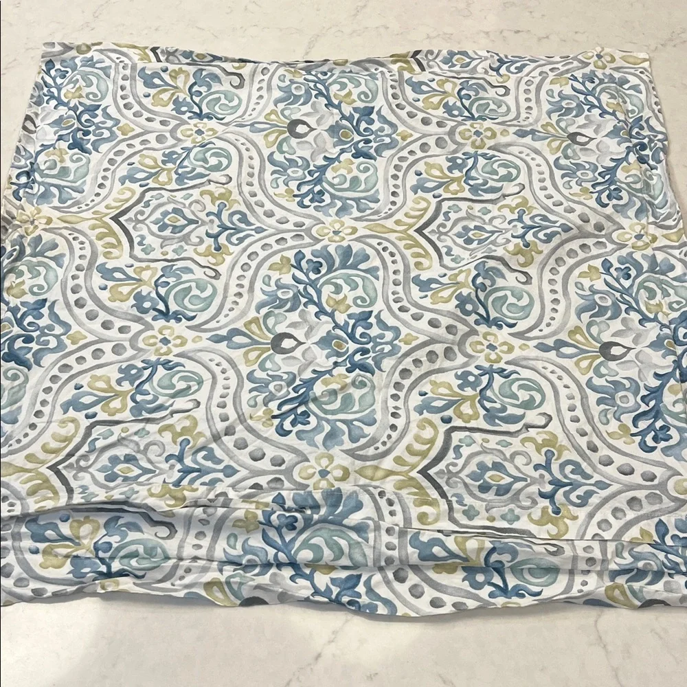 Pottery Barn Blue Jessie Scroll 2‎ Organic Cotton Euro shams